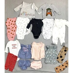Baby Girl Clothes Lot 3-6M Carter's Cat & Jack 16 Pc Bundle Dresses Outfits